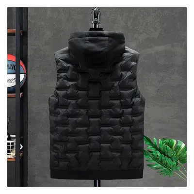 (black, 7XL) 2021down Vest Men Casual Waistcoat Sleeveless Jackets Men Hooded Vest