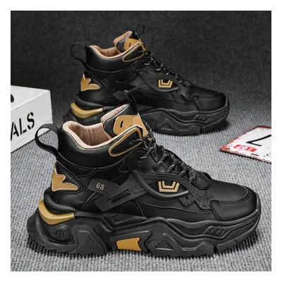 (black, 41) New Men&apos;s Fashion Casual High Top Sports Shoes Students Thick Sole Comfortable 