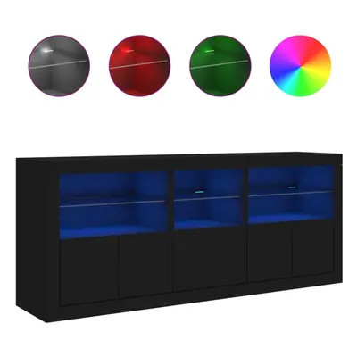 (black) vidaXL Sideboard with LED Lights Home Cupboard Storage Side Cabinet Highboard