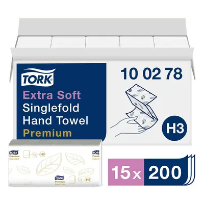 Tork Extra Soft Singlefold Hand Towels - H3 Premium Folded Paper Towels with High-Absorbency - 2