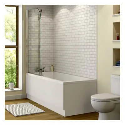 Bathroom 1600mm Single Ended Straight Bath 4mm Shower Screen Side End Panel