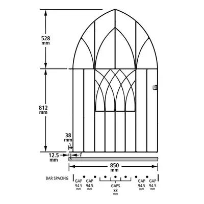 (914mm GAP X 1340mm High) Abbey Modern Low Bow Garden Gates galvanised metal