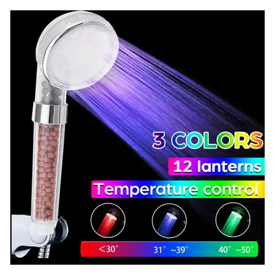 (Temperature control color) Spa Shower Head Sprinkler Negative Ions Handheld Nozzle Water-saving