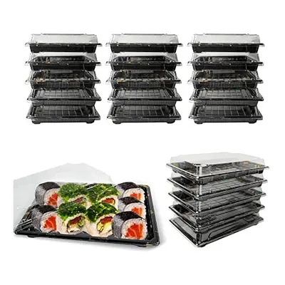 20Pack Buffet Trays with Lids Reusable Plastic Sandwich Platters Tray with Clear Lids Catering T