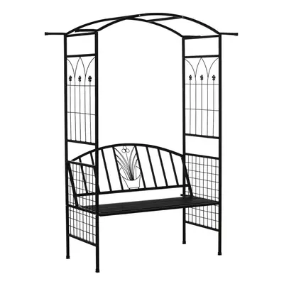 Outsunny Garden Arbour Arch Metal Bench Loveseat Outdoor Patio Plant Climber