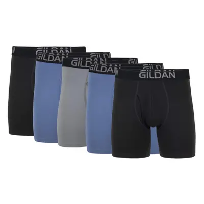 Gildan Men's Underwear Cotton Stretch Boxer Briefs Multipack Black Soot/Slate Blue/Grey Flannel 