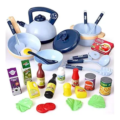 Veluoess PCS Kids Kitchen Toy Pretend Cooking Set,Cookware Playset Food Toy with Pots,Pans,Cooki