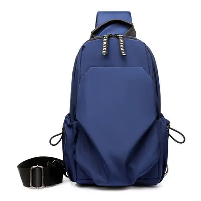 (Blue) Men's chest bag simple shoulder Messenger bag student fashion Oxford spinning casual spor