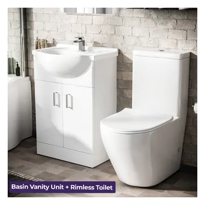 Warton 550mm Vanity Unit with Basin and Curved Toilet White