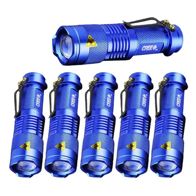 (Blue) Powerful Tactical Flashlights Portable LED Camping Lamps Modes Zoomable Torch Light Lante