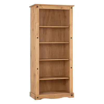 Corona Shelves Tall Bookcase in Distressed Waxed Pine