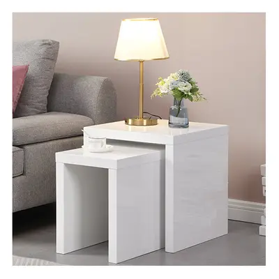 Metro Square High Gloss Set Of Nesting Tables In White