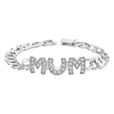 Ladies Sterling Silver CZ MUM Bracelet British Hallmarked.