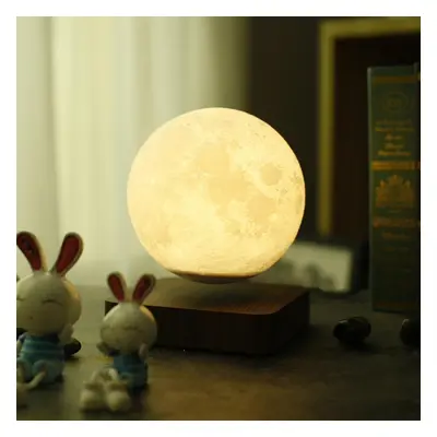 Levitating Moon Lamp Floating And Spinning In Air Freely With Luxury Wooden Base And 3d Printing