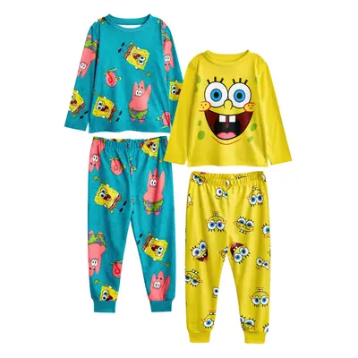 (9-10 Years, Multicoloured) SpongeBob SquarePants Childrens/Kids Big Face All-Over Print Long Py