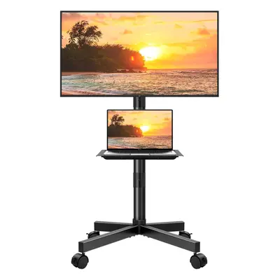 Mobile TV Cart for to 60-inch LCD LED Flat Screen/Curved TVs Floor TV Stand on Wheels with Heigh