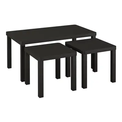 (Black) Set of Wooden Nesting Stacking Coffee Side Centre Tables Living Room Furniture