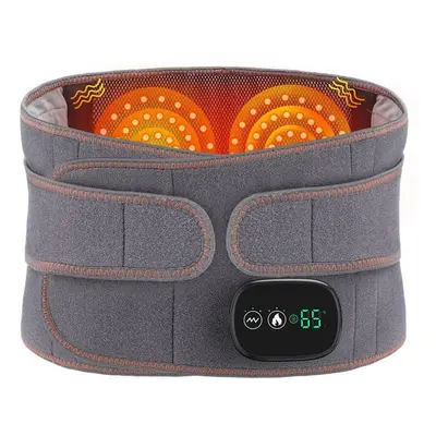 (gray) Infrared Heating Waist Massager Electric Belt Vibration Usb Charge Red Light Hot Compress