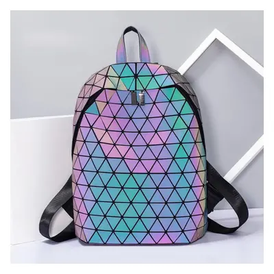 (multicolor) Women Backpack Luminous Geometric Plaid Sequin Female Backpacks For Teenage Girls B