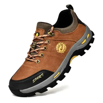 (light brown, 39) Men&apos;s Leather Outdoor Hiking Shoes Casual Shoes