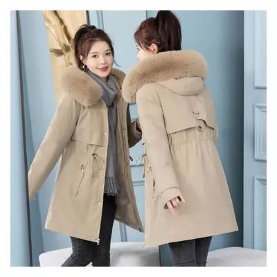 (khaki, XXXL) New Arrival - Women&apos;s Thickened Parka Coat, Long Hooded Winter Jacket With Co