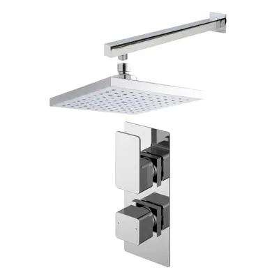 Empire Concealed Square Twin Valve, Arm & Head Shower Bundle Set - Chrome - Balterley