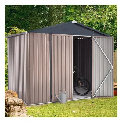 (Grey, 2.44 x 1.83m) YODOLLA Outdoor Storage Metal Lockable Shed