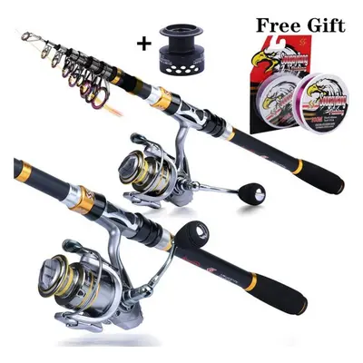 (2.4 M&3000 Series) Sougayilang Telescopic Fishing Rod Pole With 13+1bb Metal Spool Spinning Ree