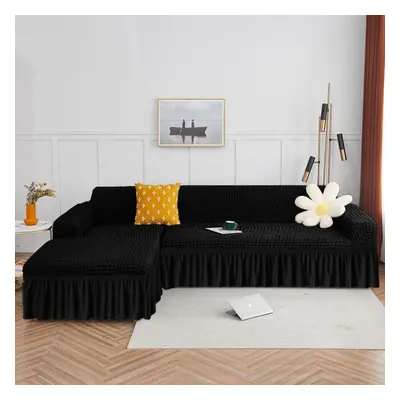 (black, Part BB 135-170cm) Seekers Skirt Sofa Cover -shaped Plain Striped Pattern Sofa Cover Liv