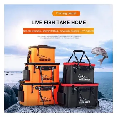 (orange, 45cm(with oxygen pump)) Foldable Wear-resistant Waterproof Eva Fishing Barrel Fishing B