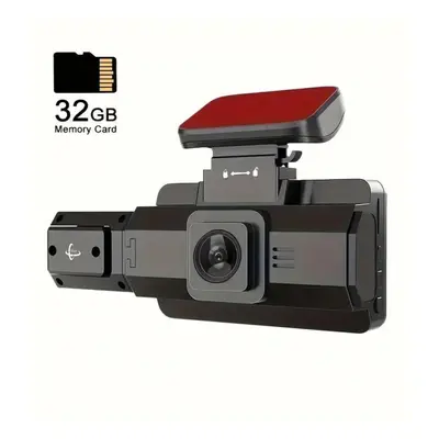 (black, Front &Inside+32G TF Card) 1080p Hd Hd Car Dvr Driving Recorder Dual Lens Vehicle Wide A