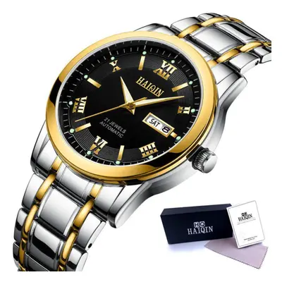 (gold,black) Haiqin Mens Business Watches Luxury Automatic Mechanical Watch