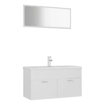 vidaXL Bathroom Furniture Set White Engineered Wood Cabinet Washroom Basin