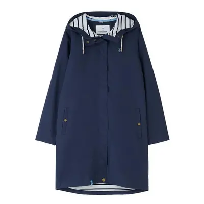 (14, Navy Blue) LightHouse Women's Long Beachcomber Jacket - Ladies 3/4 length Windproof Spring 