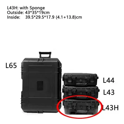 (L43H: 43*35*19cm +Sponge) Portable Toolbox Instrument Equipment Storage Hard Box Protective Sui