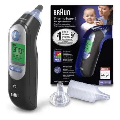 Braun ThermoScan Ear thermometer with Age Precision, Black Edition (accurate, convenient, temper