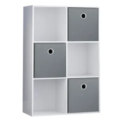 (White, Grey) Durham Cube Shelf Drawer Bookcase with Baskets