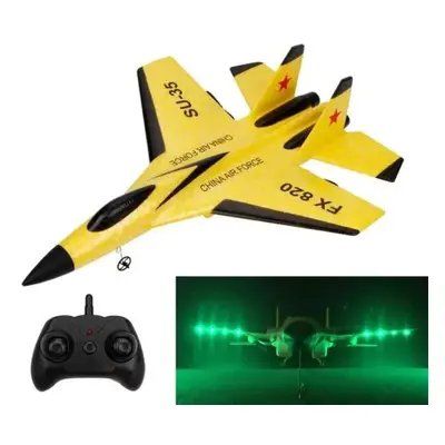 (yellow, battery) 2.4g Glider Remote Control Drone Night Flight Fixed Wing Aircraft With Flash L