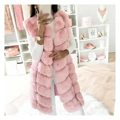 (pink, L) Fashion Womens Fall And Winter Faux Gilet Vest Sleeveless Waistcoat Body Warmer Jacket