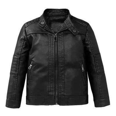 (black, 130) Kid&apos;s Clothing Boys Girls Leather Jackets Spring Autumn Children&apos;s Coats 