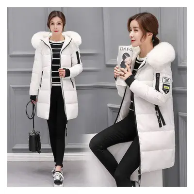 (white, 4XL) Winter Down Cotton Jacket Women Long Coat Parkas Thickening Female Warm Clothes Rab