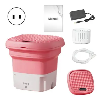 (pink, US Plug) Portable Foldable Plug Compact Washing Machine Us Size Low Noise Energy-saving S