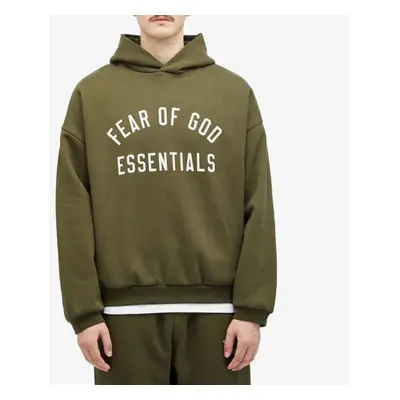 (Green, M) Fear of God Essentials Mens Fleece Pullover Long Sleeve Sweatshirt Casual Hooded Tops