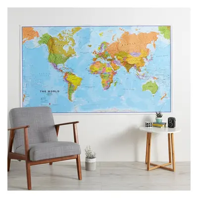 (197 cm x 116.5 cm, Laminated) Political World Map Poster