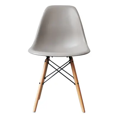 (Light Grey) DS Modern Design Retro Plastic Chair With Wooden Leg