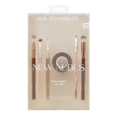 New Nudes Daily Swipe Eye Kit, Makeup Brushes For Eyeshadow, Liner, & Brows, Makeup Tape, For Na