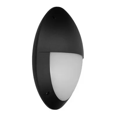 12w LED CIRCULAR BULKHEAD OUTDOOR FITTING, IP66, EYE LID, BLACK, LUMENS