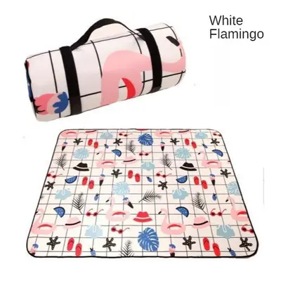 (White Flamingo, 150x100cm) Folding Camping Mat Outdoor Beach Picnic Nation Style Printed Thicke