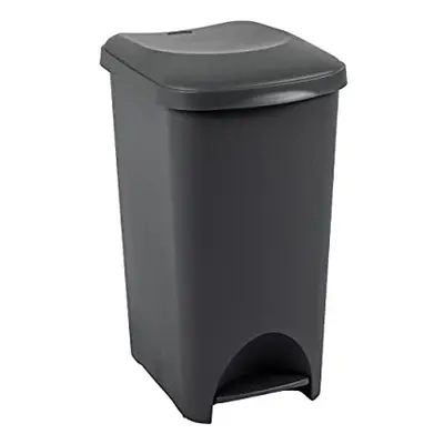 Addis Eco Made from Percent Plastic Family Kitchen Pedal Bin, 519001ADF, Recycled Dark Grey, Lit