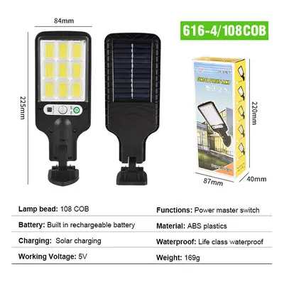 (616-4/108COB, With Remote) Solar Street Lights Outdoor Solar Lamp With Light Mode Waterproof Mo